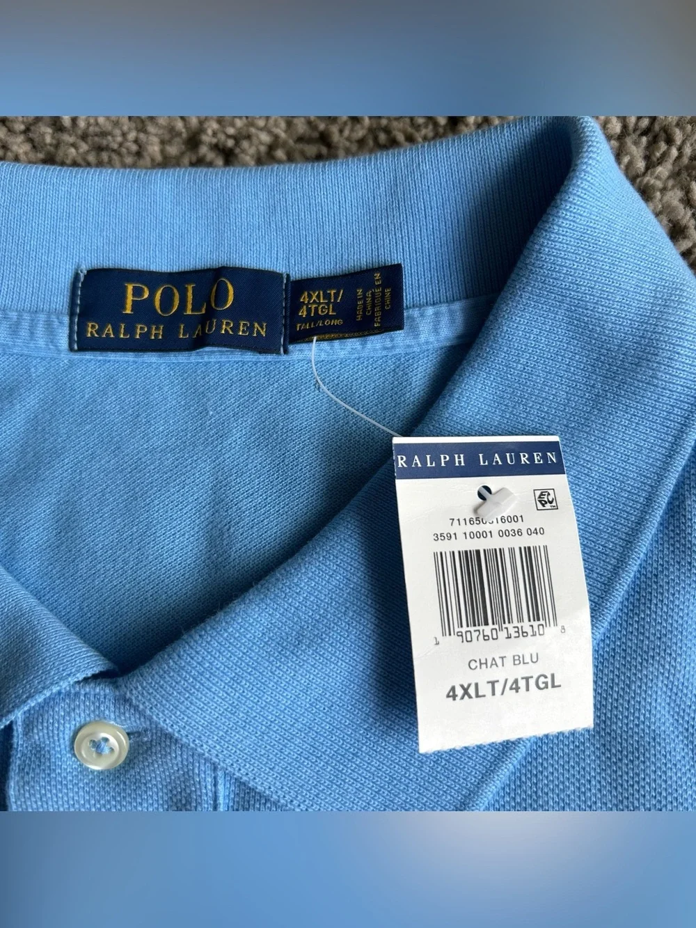 NWT Polo Ralph Lauren Shirt Mens 4XL TALL Blue Imperial Summer Classic Big Pony